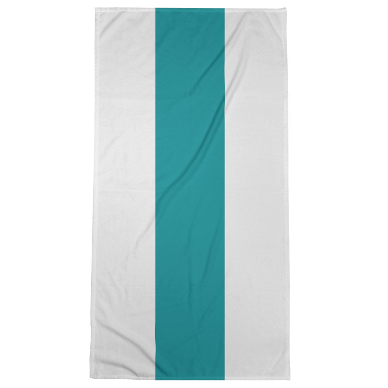 Bath Towel, White/Aqua