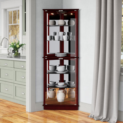 Armoire vitrée de coin lumineuse Olivian