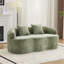 Canapé deux places moderne incurvé en chenille avec accoudoirs ronds et 2 coussins (non assemblé) - Crème/Vert