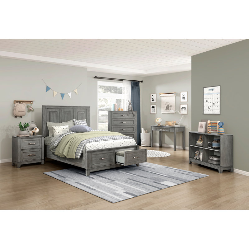 Garretson Farmhouse 42.5" Rustic Gray Cubby Bookcase, 4‑Shelf Open Storage, Gray,  (4 Shelves) 30.57"H x 42.57"W x 13.07" D