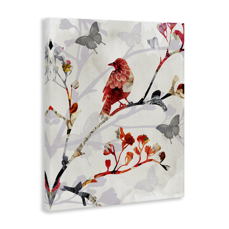 Art mural sur toile à motif d'oiseaux sur des branches par Susan Jill, H 30 po x l 24 po