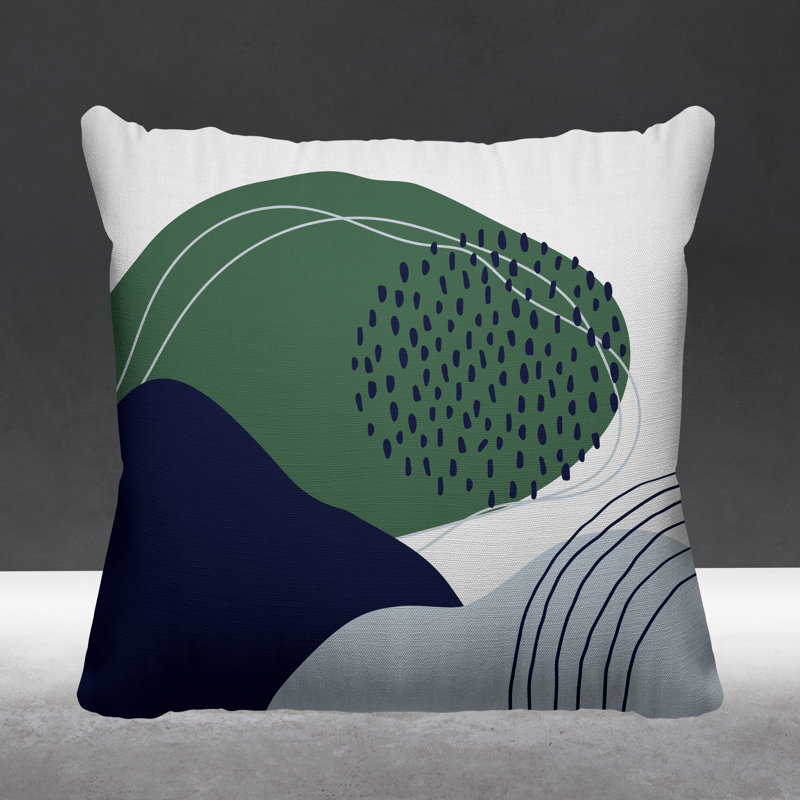 Coussin décoratif intérieur / extérieur Mid-Century Cyn, L 17 po x H 17 po, Émeraude / bleu marine
