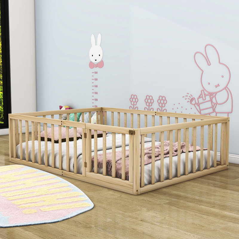 Hendrelino Wooden Daybed Frame with Guardrail, Full/Double, Natural