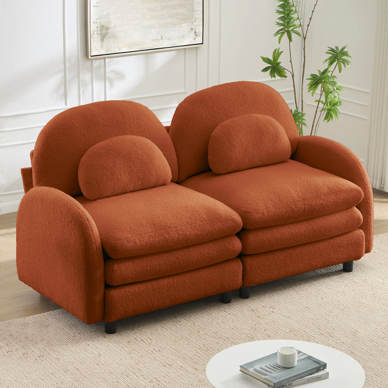 Canapé-lit Teddy, H 35,4 po x l 68,5 po x P 33,8 po, Orange moelleux