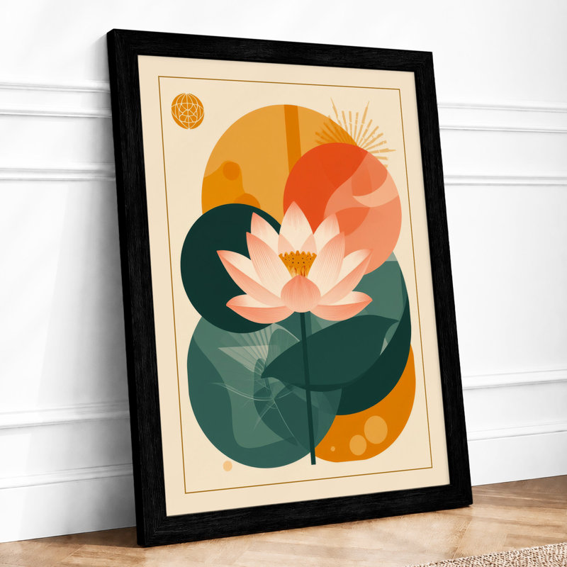 Lotus Bloom Botanical - Framed Print, A4 - 29.7 x 21.0 cm, Black