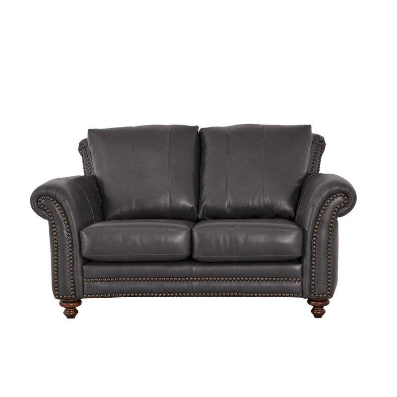 Causeuse Stephie, Cuir véritable gris anthracite Berkshire