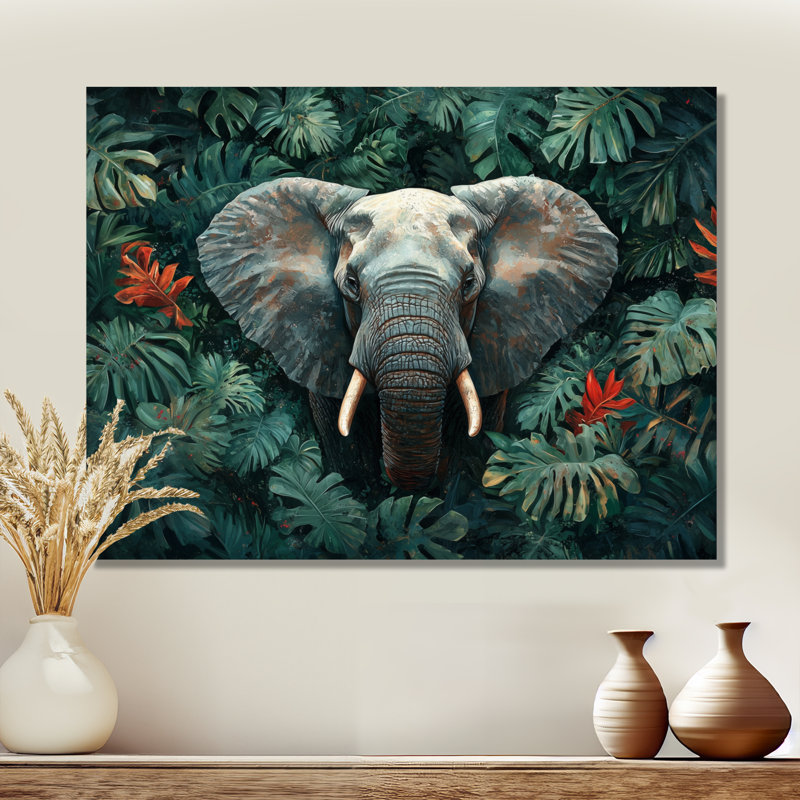 Portrait d'éléphant dans la jungle - Éléphant, H 12 po x l 20 po