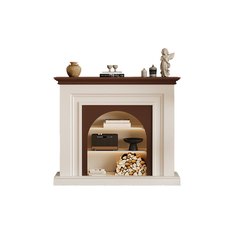 Black Solid Wood Freestanding Fireplace