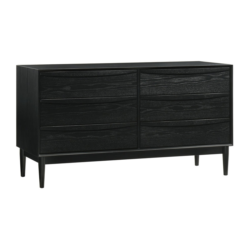 Commode en bois à 6 tiroirs Greylynn, Noir