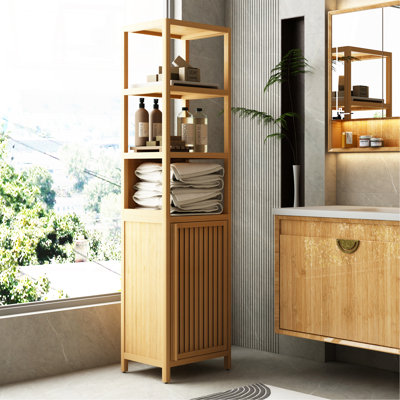 Slim Storage Cabinet With Shutter Door And 3 Tier Shelves, Ideal For Organizing And Saving Space