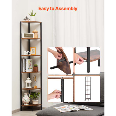 Étagère d'angle à 6 niveaux avec éclairage DEL, bibliothèque de coin de 68 po de hauteur avec tablettes de rangement pour objets de collection, étagère de présentation avec lumières multicolores contrôlées par RC / APP pour la chambre à coucher, le salon, le bureau