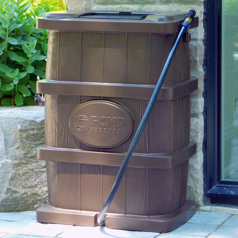 Brown 45 Gallon Wood Grain Rain Water Catcher Barrel