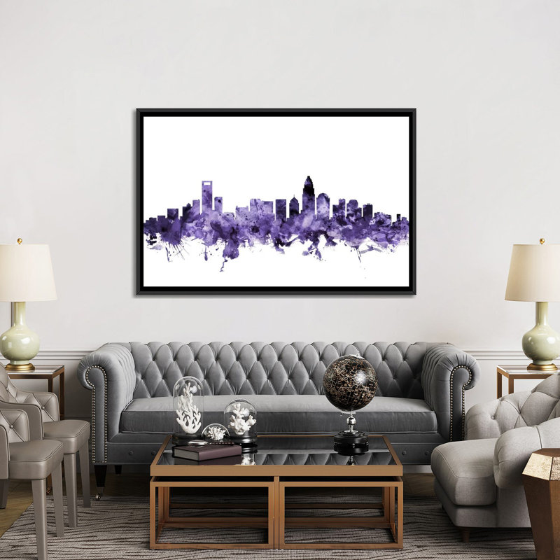 «Charlotte, North Carolina Skyline» par Michael Tompsett, impression sur toile tendue, H 40 po x l 60 po x P 1,5 po