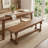 59 Inch Long Solid Wood Dining Bench with Turned Legs