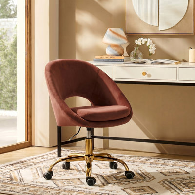 Doreen Velvet Modern Task Chair with Ergonomic Design