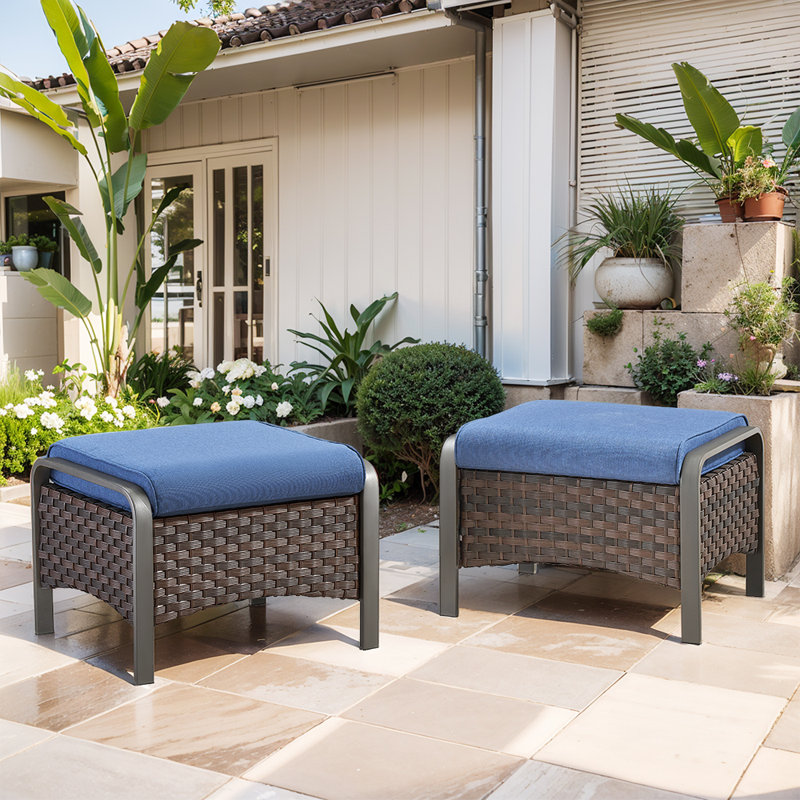 Repose-pieds d'extérieur avec coussin Sunbrella® Bobra, Bleu