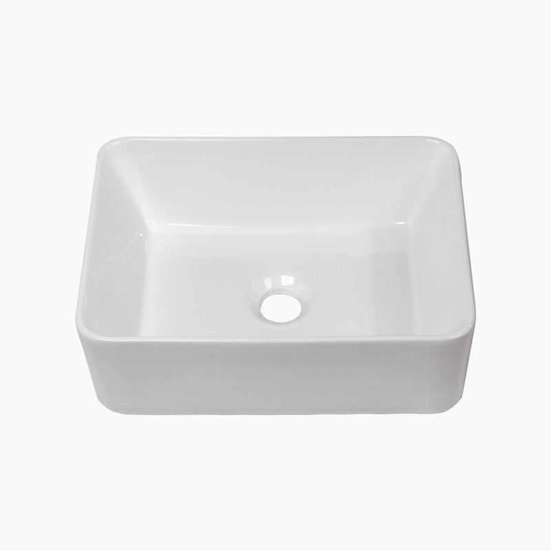 Hewei 12'' White Ceramic Rectangular Vessel Bathroom Sink