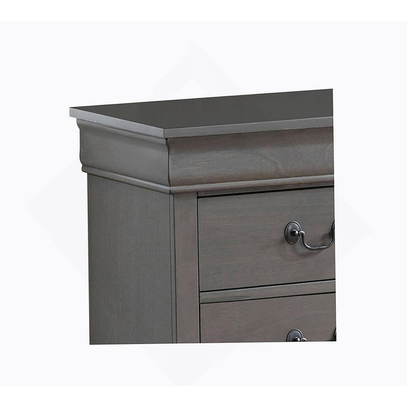 Table de chevet 1Pc gris Louis Philippe en bois massif à queue d'aronde anglaise, Gris