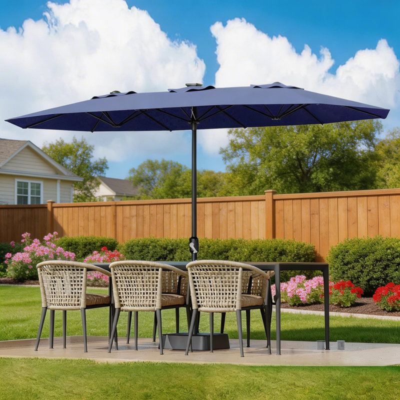 Grand parasol de patio avec base incluse, Marine