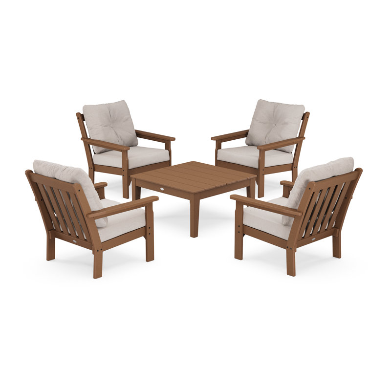 Vineyard 5-Piece Deep Seating Conversation Set, Teak, Spa