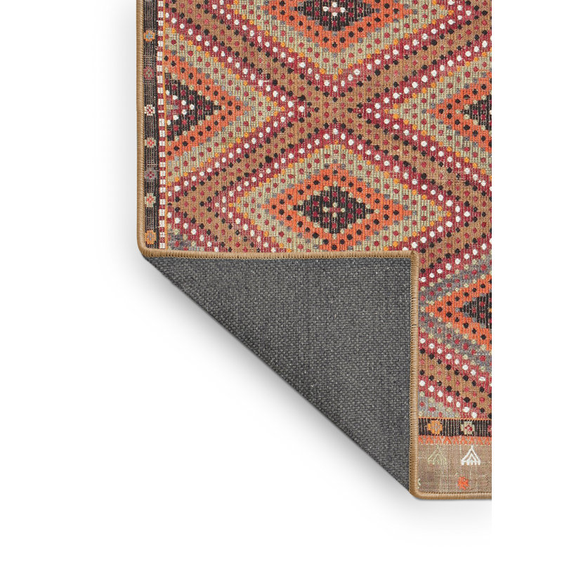 Tapis contemporain rouge / brun, Rectangle 5 pi x 7 pi
