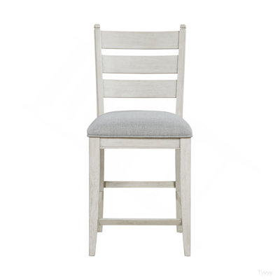 Farmhouse Dining Furniture Set Of 2 Counter Height Chairs Antique White Finish Wooden Durable Comfortable Padded Seat