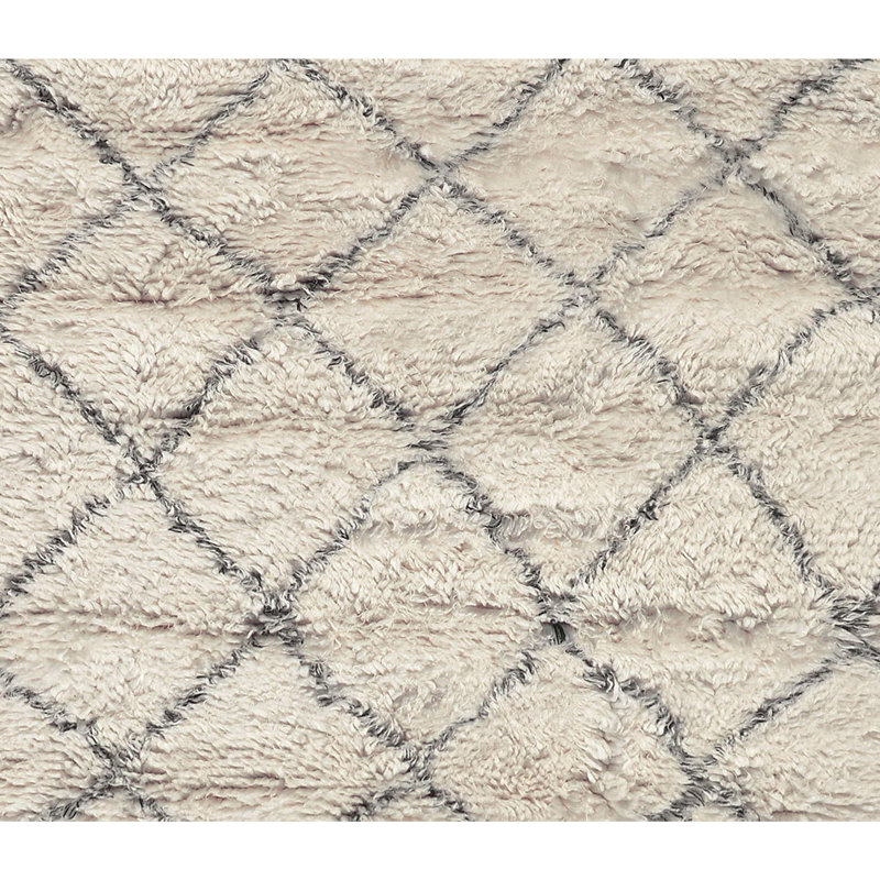 Wool Geometric Area Rug in Gray/Ivory, Rectangle 6' x 9'