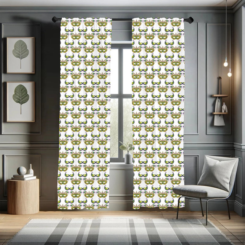 Mardi Gras Semi-Sheer Rod Pocket Curtain Panels, 28" x 95"