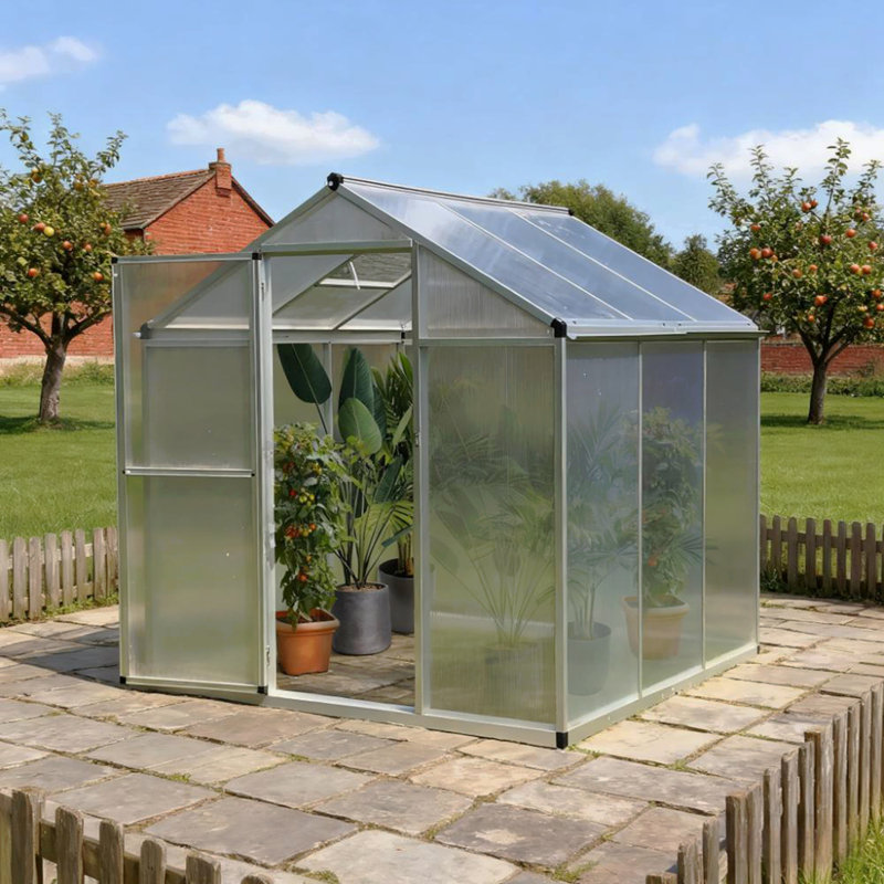 Serre de plain-pied, serre en polycarbonate avec évent de toit