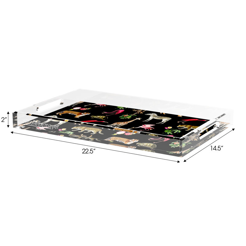 Exotix Acrylic Rectangle Decorative Tray, Black, 2" H x 22.5" W x 14.5" D