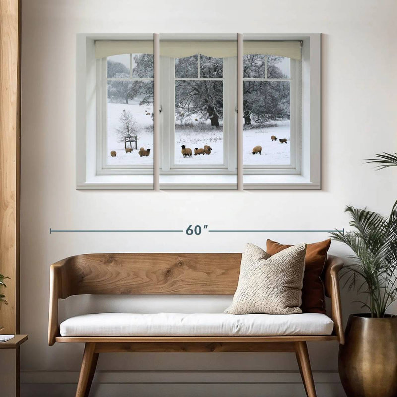 Lilie Winter Sheep Window View, 32" H x 50" W