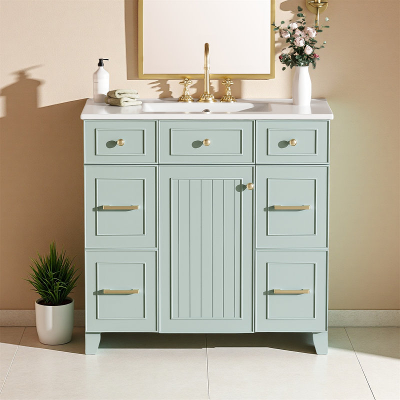 Meuble-lavabo de salle de bain élégant avec lavabo en céramique