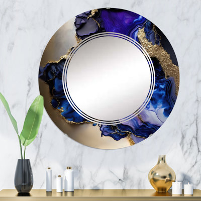 Pieze Abstract Geode Gold And Purple Marble - Abstract Marble Wall Mirror