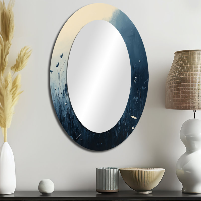 Pissenlit Quiet Seedling In Minimalisme II - Miroir mural moderne ovale, 36 po x 24 po