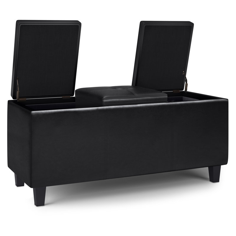 Repose-pieds avec rangement l 42 po Avalon avec couvercle relevable, plateau capitonné et plateau de service Avalon