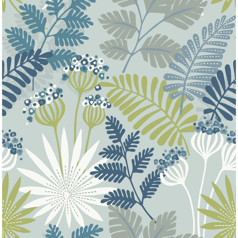 Floral Wallpaper Roll, Sky Blue