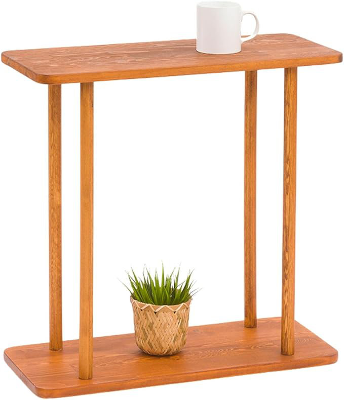 Table de bout rectangulaire étroite en bois de pin massif, table de chevet Skinny, petite table de bout (châtaignier, moyen)