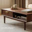 Table basse moderne et minimaliste en bois massif avec rangement