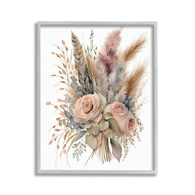 Boho Rose Pampas, art de la giclée encadrée par LSR Design Studio
