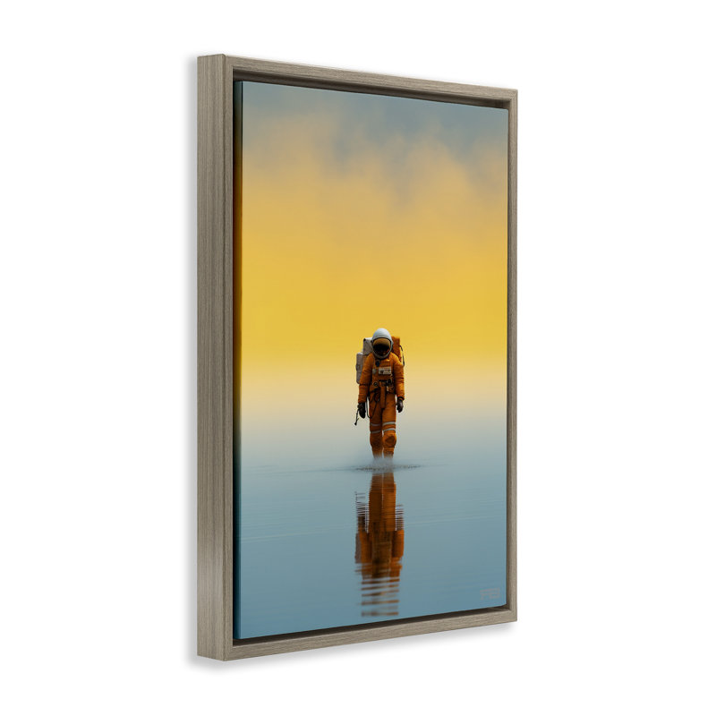 «Astronaut with Ombre Sunset» par RB, Cadre flottant orme Montalcino, H 25 po x l 17 po