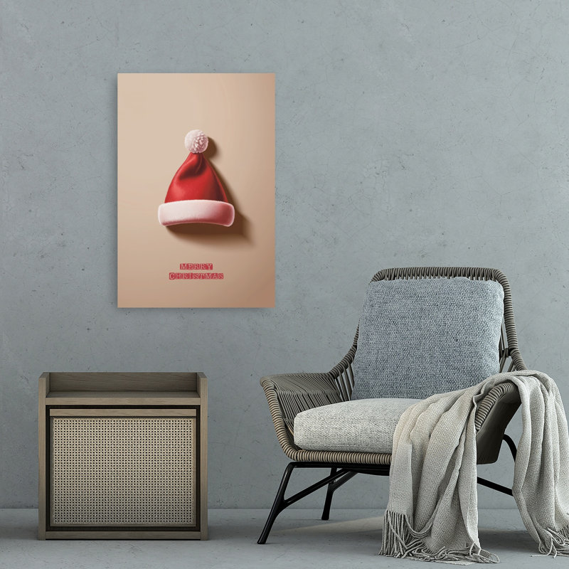«Merry Christmas Hat», impression d'art abstrait minimaliste, H 36 po x l 24 po