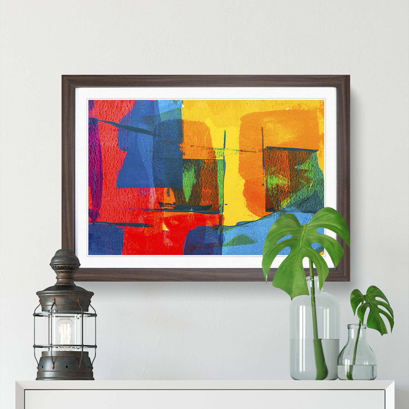 Abstract Art Painting Vol.42 by S.Johnson - Framed Print, 62cm H x 87cm W x 2cm D, Walnut Framed