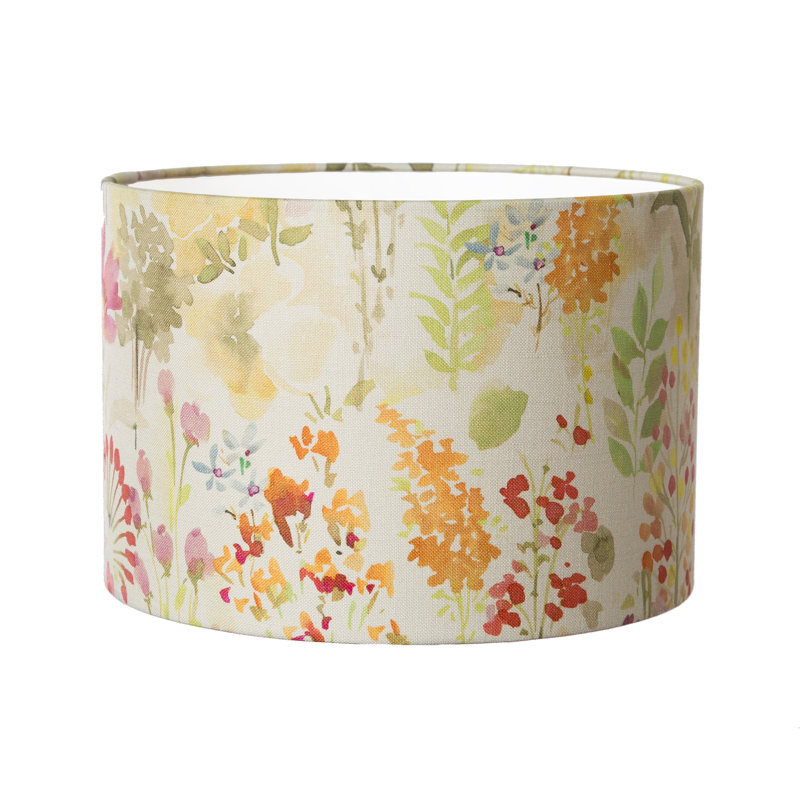 25cm H Cotton Drum Pendant Shade ( Screw On ) in Aylesbury Autumn, 20cm H x 30cm W x 30cm D