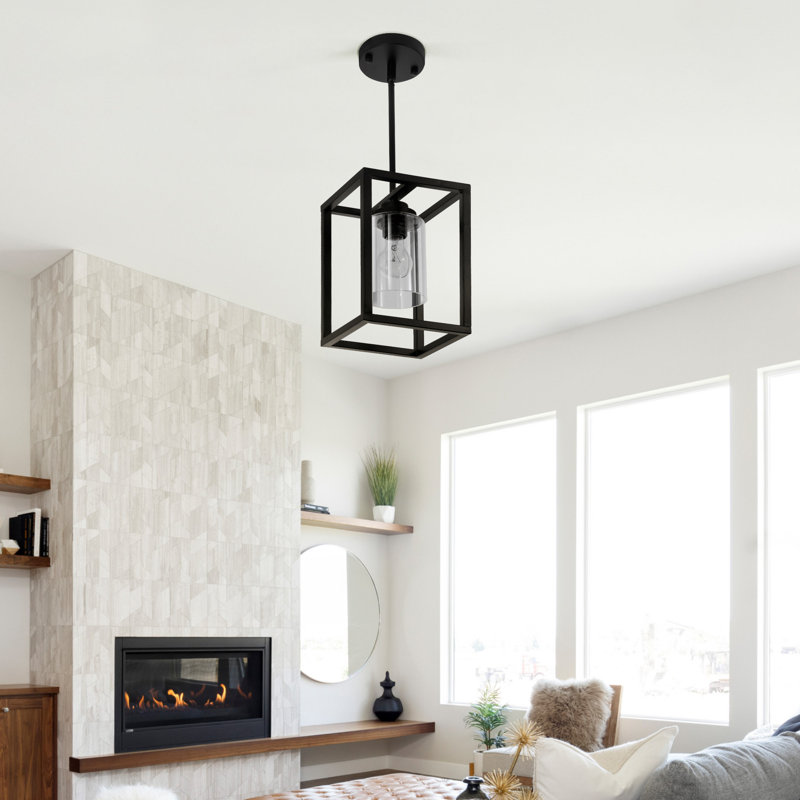 Petit luminaire suspendu moderne en verre noir 7 "