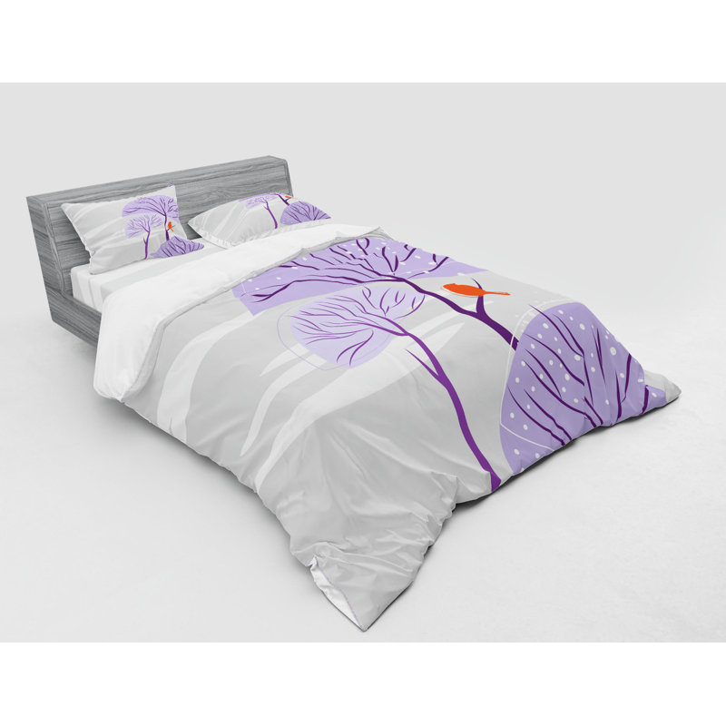Ensemble de housse de couette traditionnel en microfibre poussière / mauve / orange