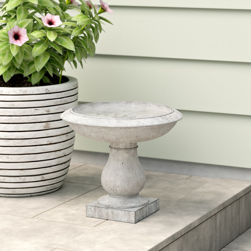 Mayhall Concrete Pedestal Birdbath, Graystone