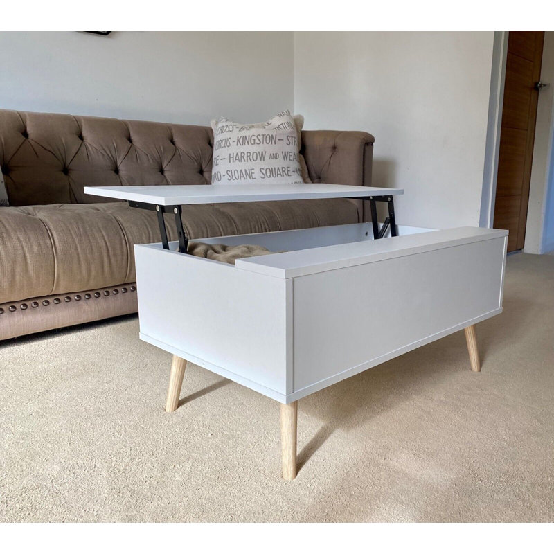 Morelia Modern White Lift-up Coffee Table with Storage