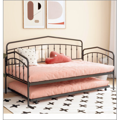 Fox twin daybed with twin trundle, Black