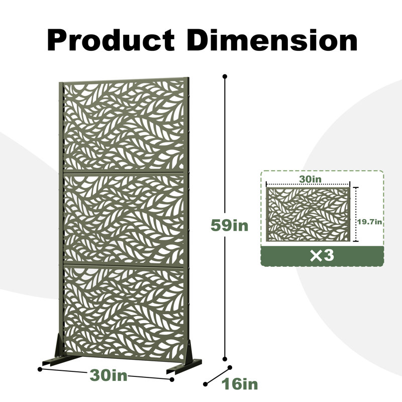 Panneau de clôture en métal pour l'extérieur, H 59 po x l 30 po x P 16 po