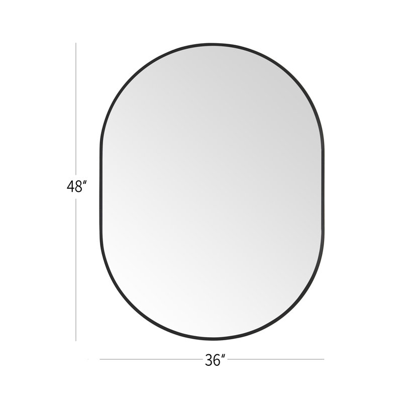 Miroir mural ovale en métal, 48 po x 36 po